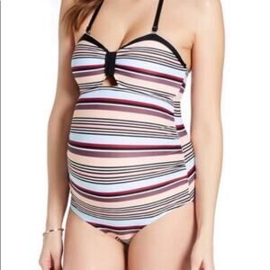 Jessica Simpson Maternity Multi-color Striped One Piece Swimsuit